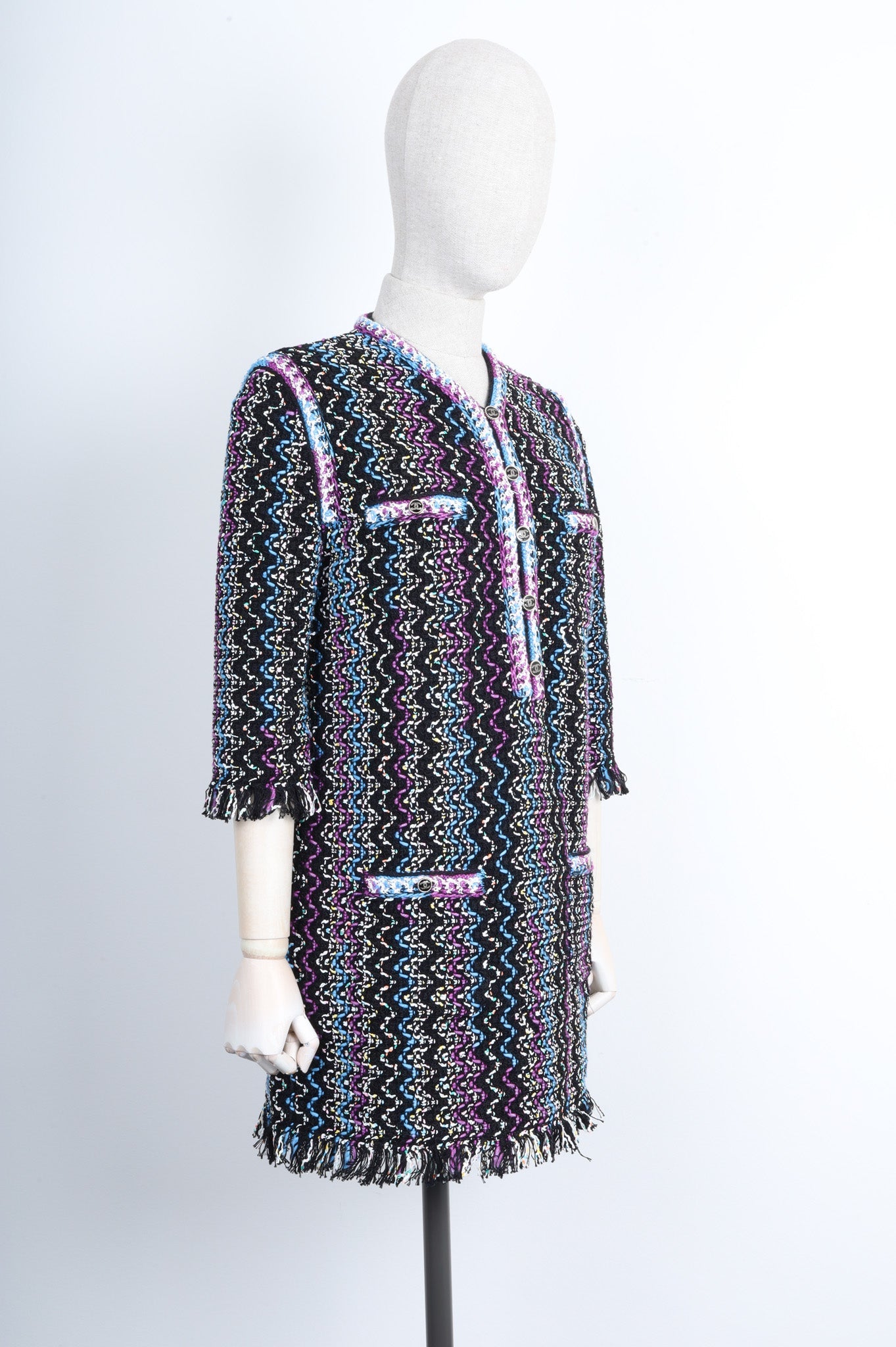CHANEL Crochet Dress Violet Black
