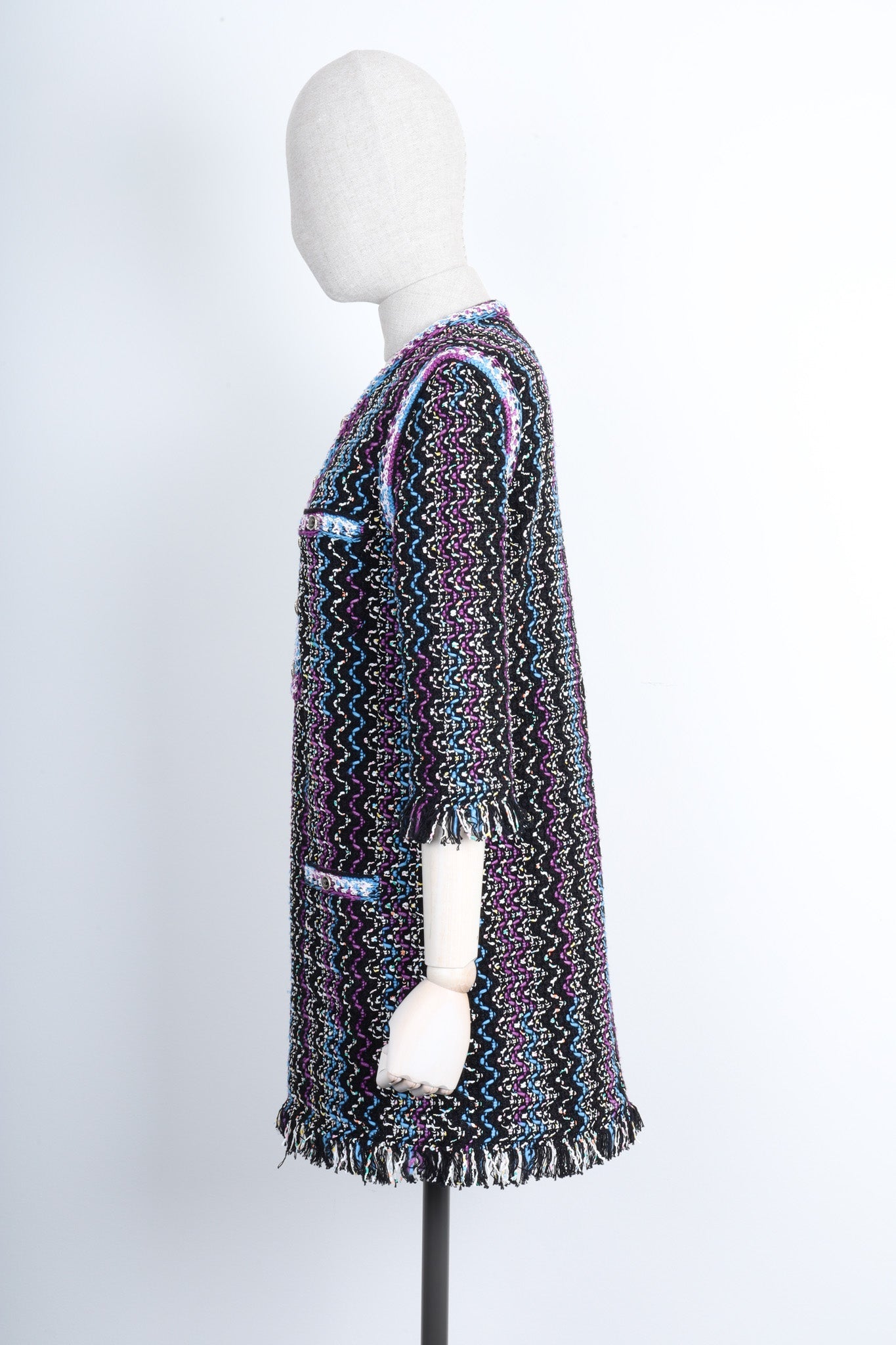 CHANEL Crochet Dress Violet Black