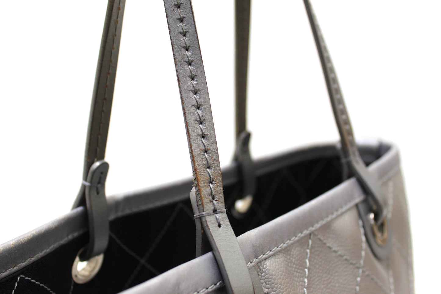 Chanel Silver Fever Caviar Quilted Shoulder Tote Bag