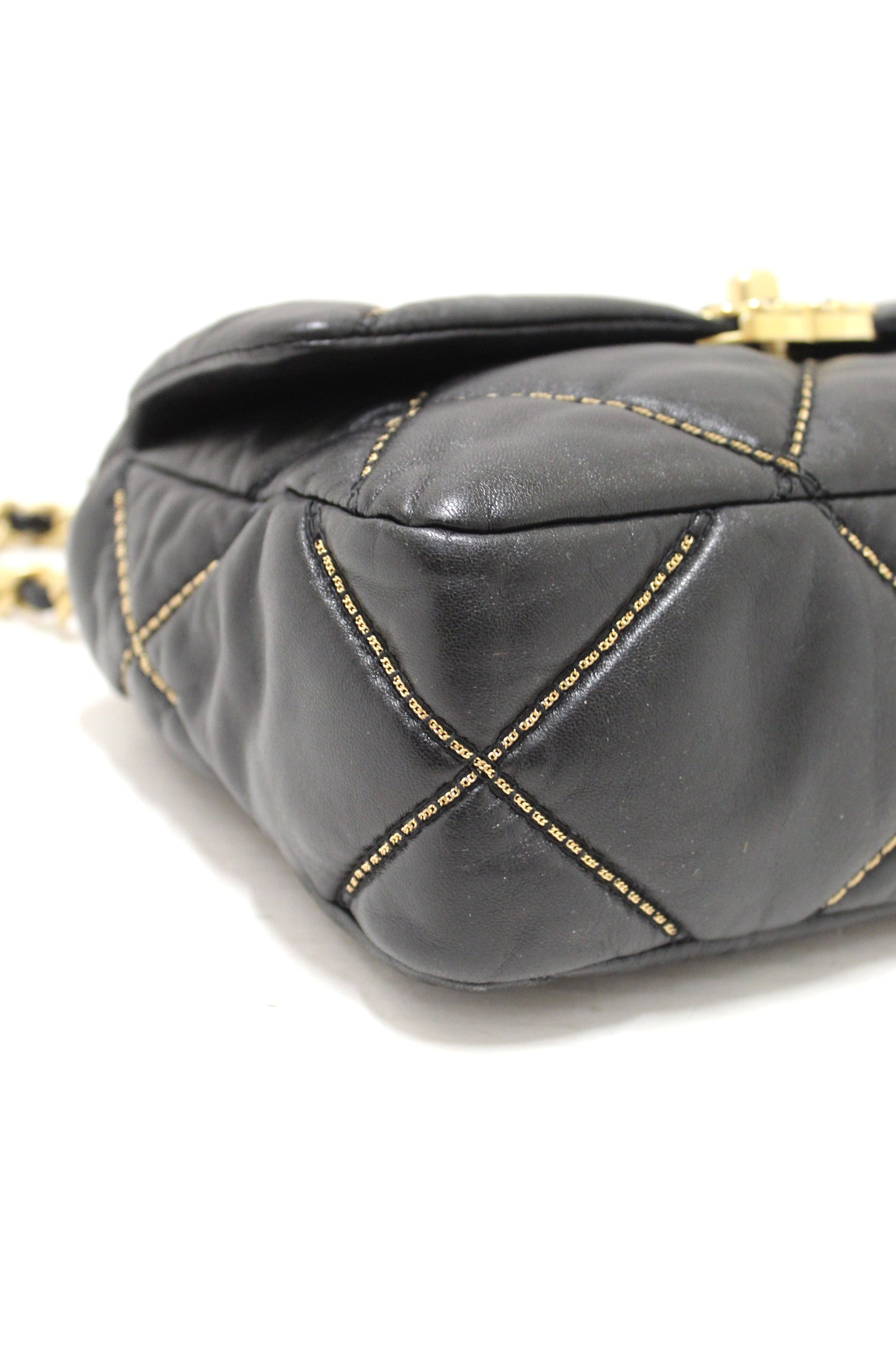 Limited Edition Chanel  Medium Black Quilted Lambskin Leather Shoulder Crossbody Bag