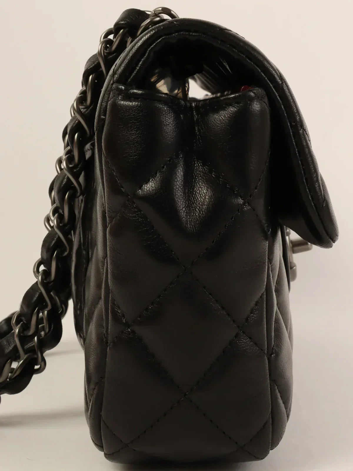 CHANEL Around 2008 Made East West Chain Bag Black