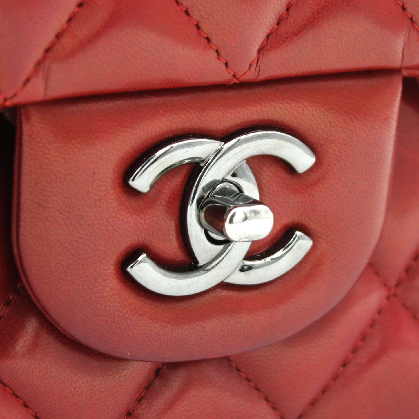 Chanel Classic Jumbo Double Flap Red Lambskin Leather Bag
