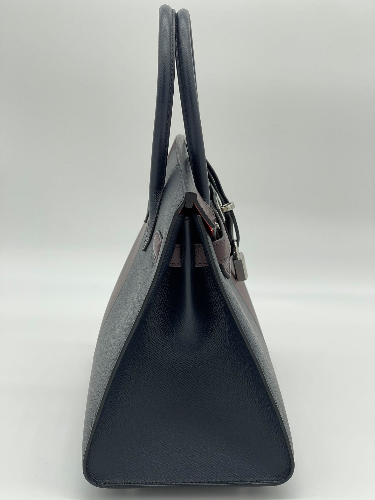 Hermes Birkin 30 Casaque Rouge Sellier / Bleu Indigo / Rose Texas Epsom