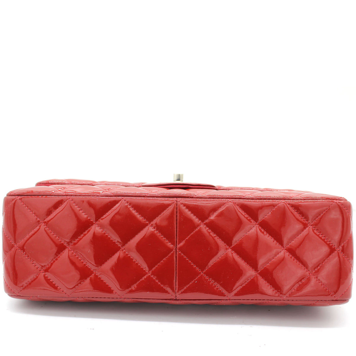Chanel Quilted Jumbo Double Flap Patent Leather Red