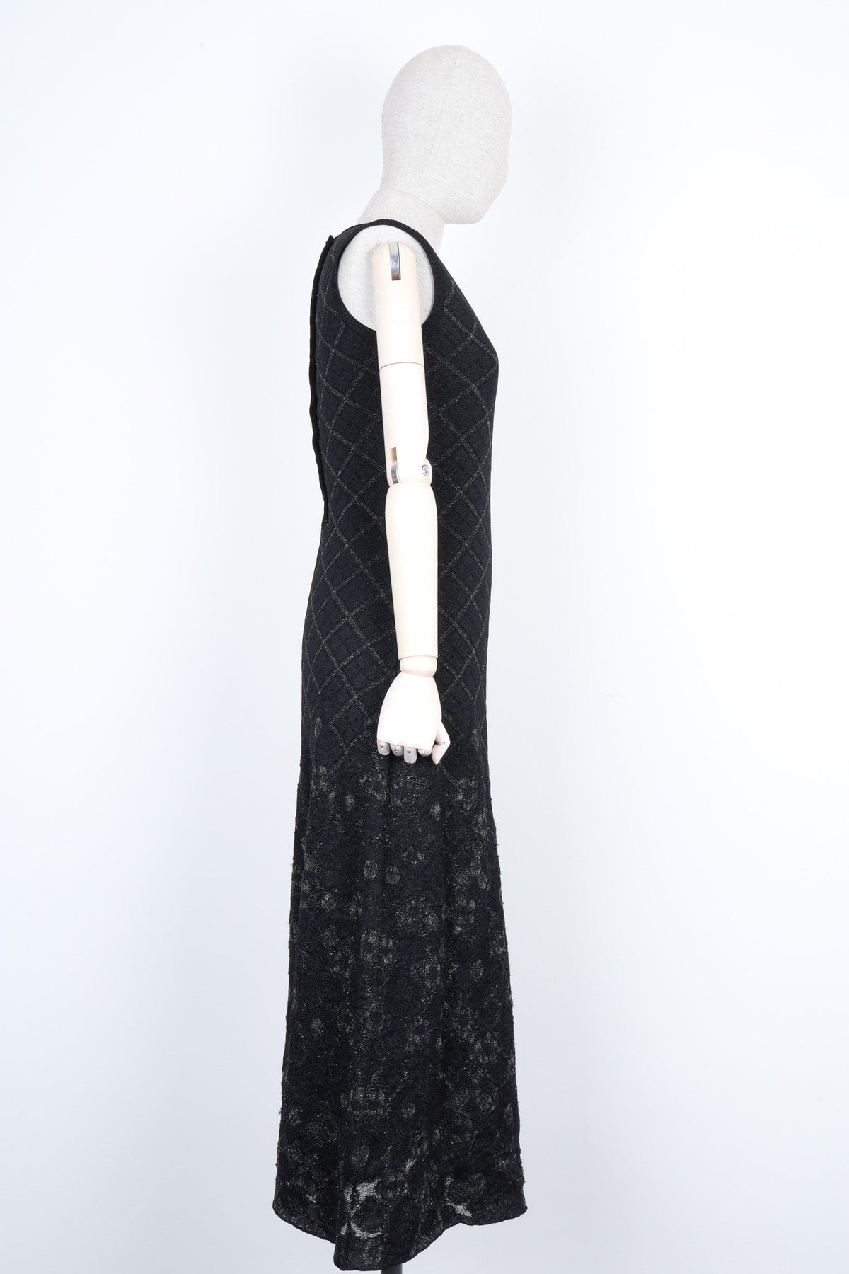 CHANEL Knit Dress Floral Lurex Black