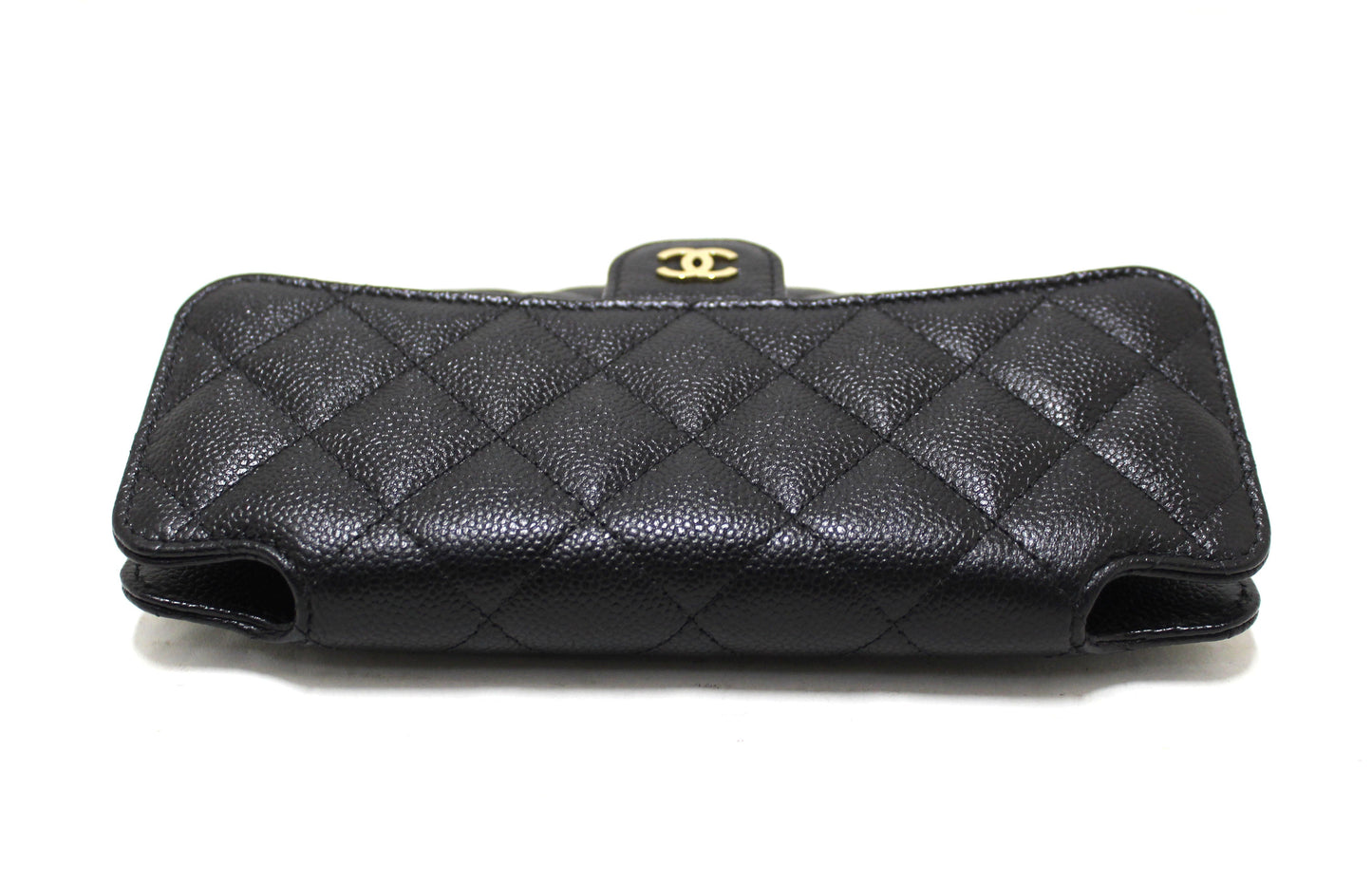 Chanel Black Caviar Quilted Leather Phone Bag On Chain Crossbody Bag