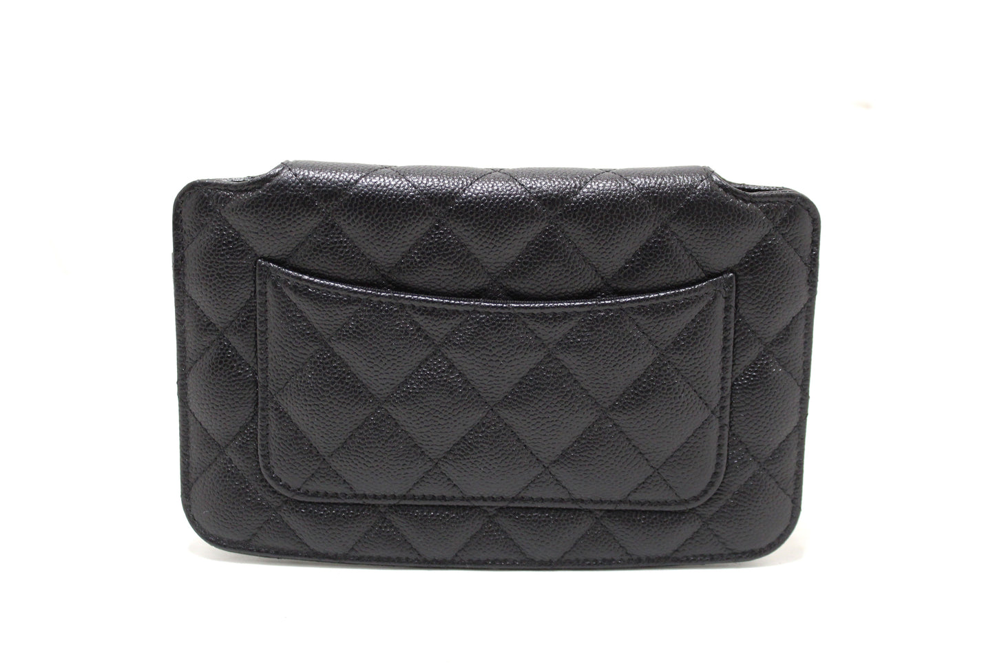 Chanel Black Caviar Quilted Leather Phone Bag On Chain Crossbody Bag