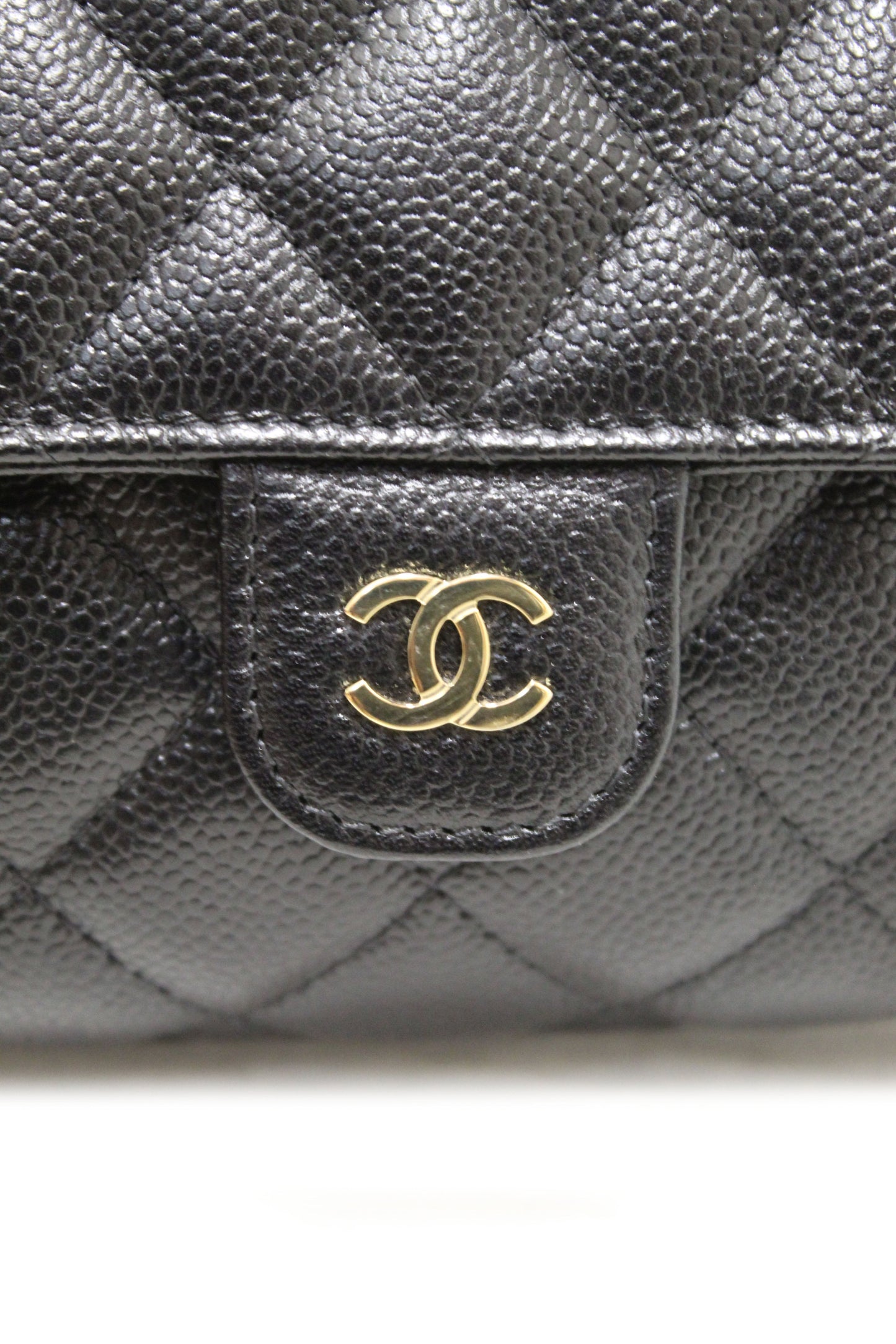 Chanel Black Caviar Quilted Leather Phone Bag On Chain Crossbody Bag