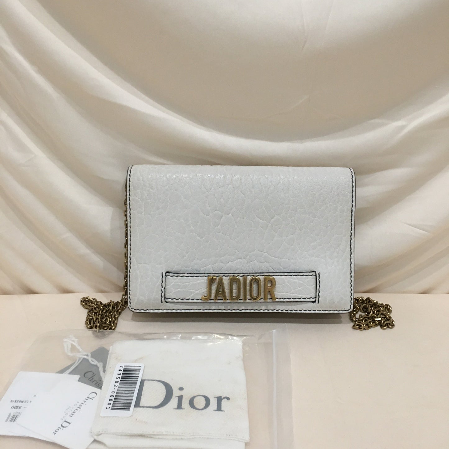 Dior White Calfskin J'Adior Crossbody Bag Sku# 70418