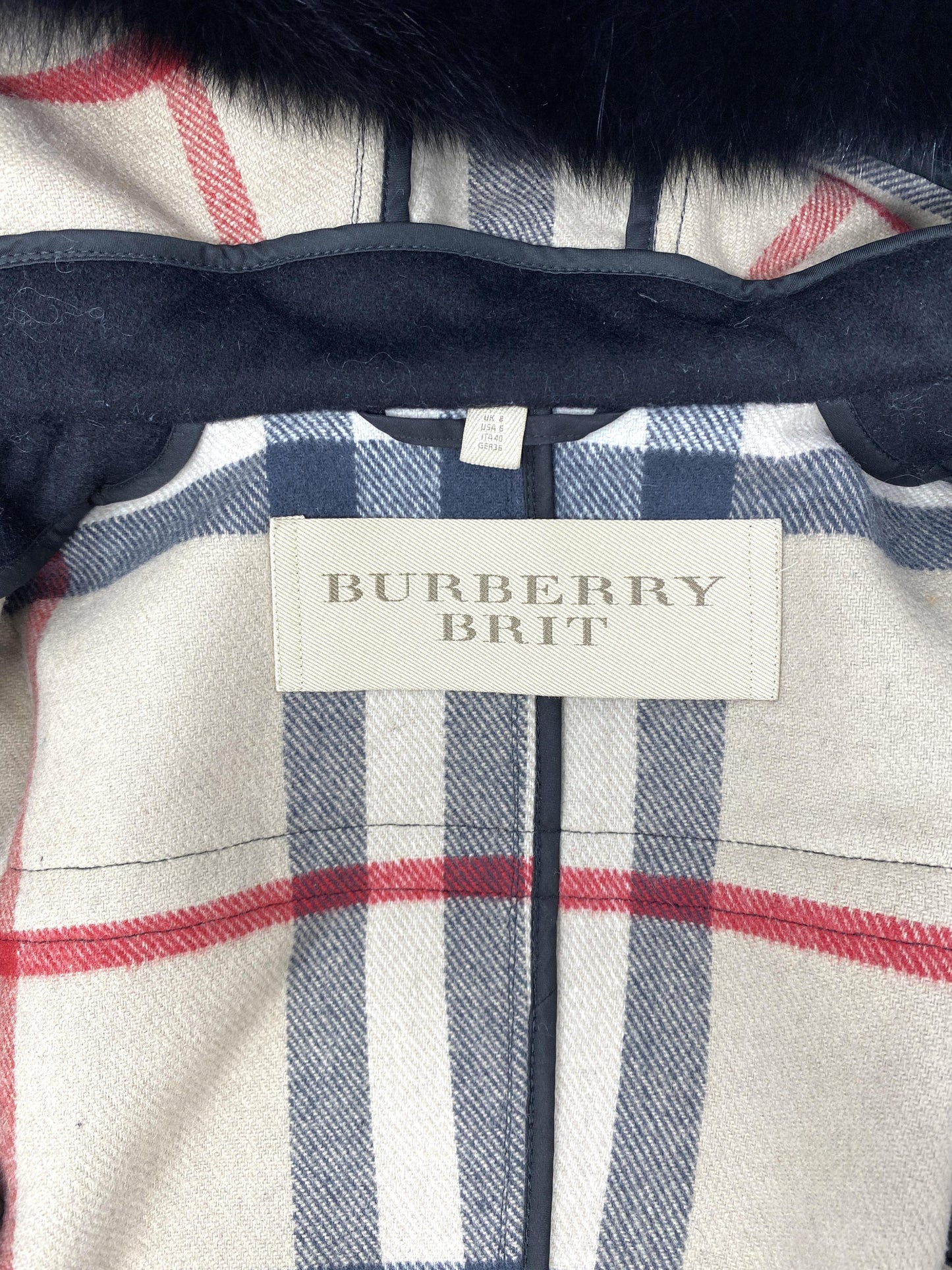 Burberry "BlackWELL" Hooded Duffle Coat With Detachable Trim - Size UK 8 / US 6 / GER 36