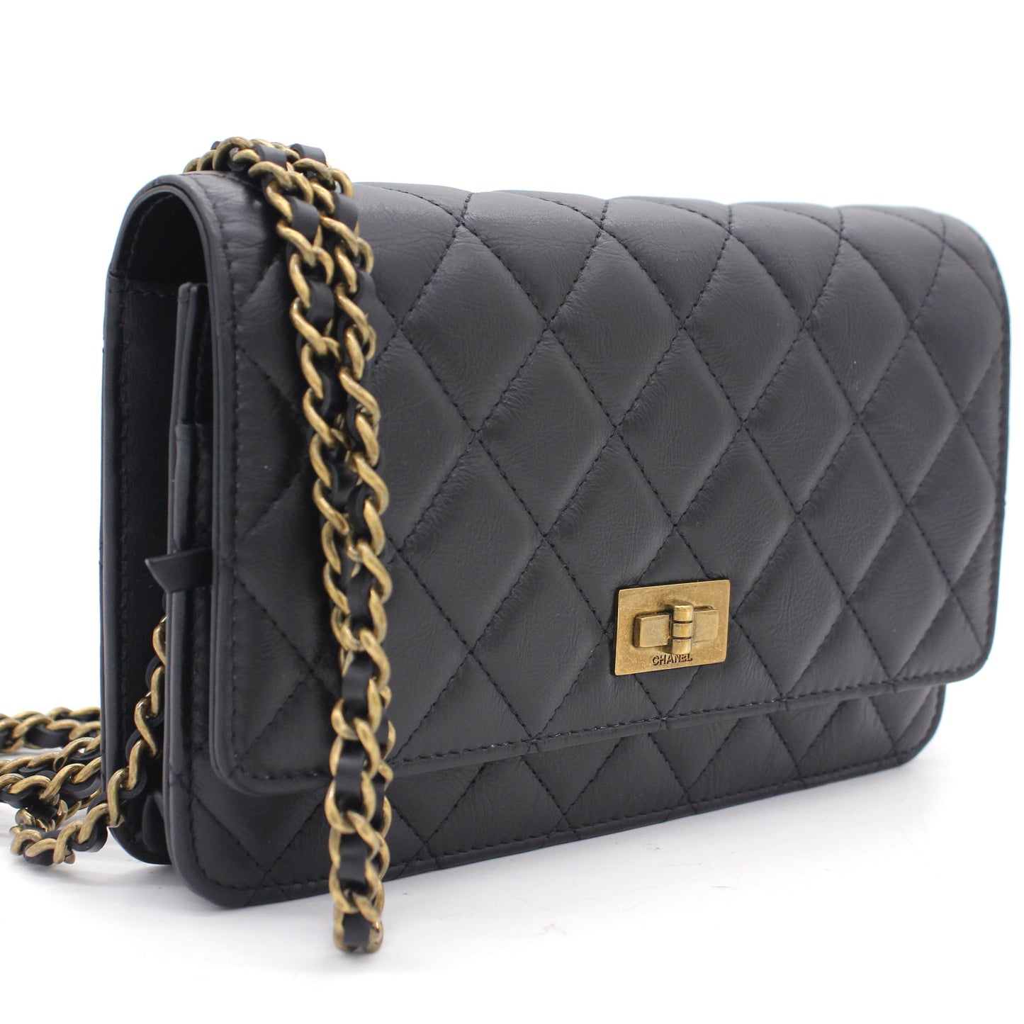 Chanel Aged Calfskin Reissue Wallet On Chain WOC Black