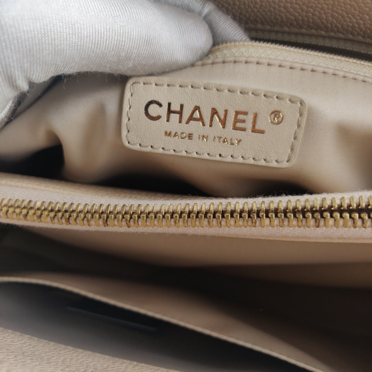 Chanel Quilted Caviar Grand Shopping Tote GST Beige