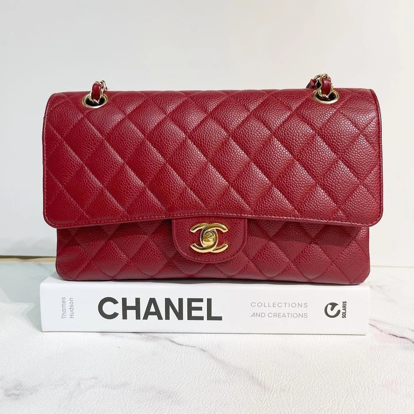 Chanel Medium Classic Flap in Cherry Red Caviar AGHW