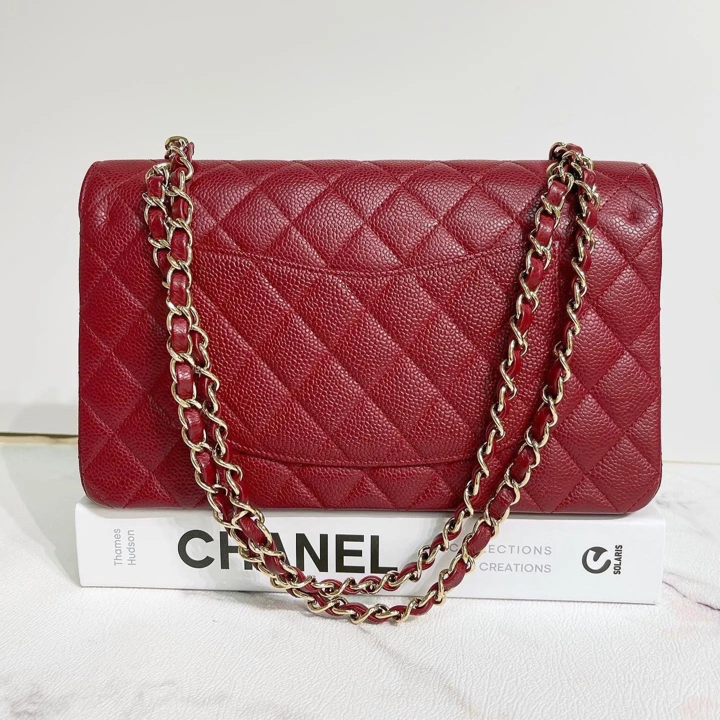 Chanel Medium Classic Flap in Cherry Red Caviar AGHW