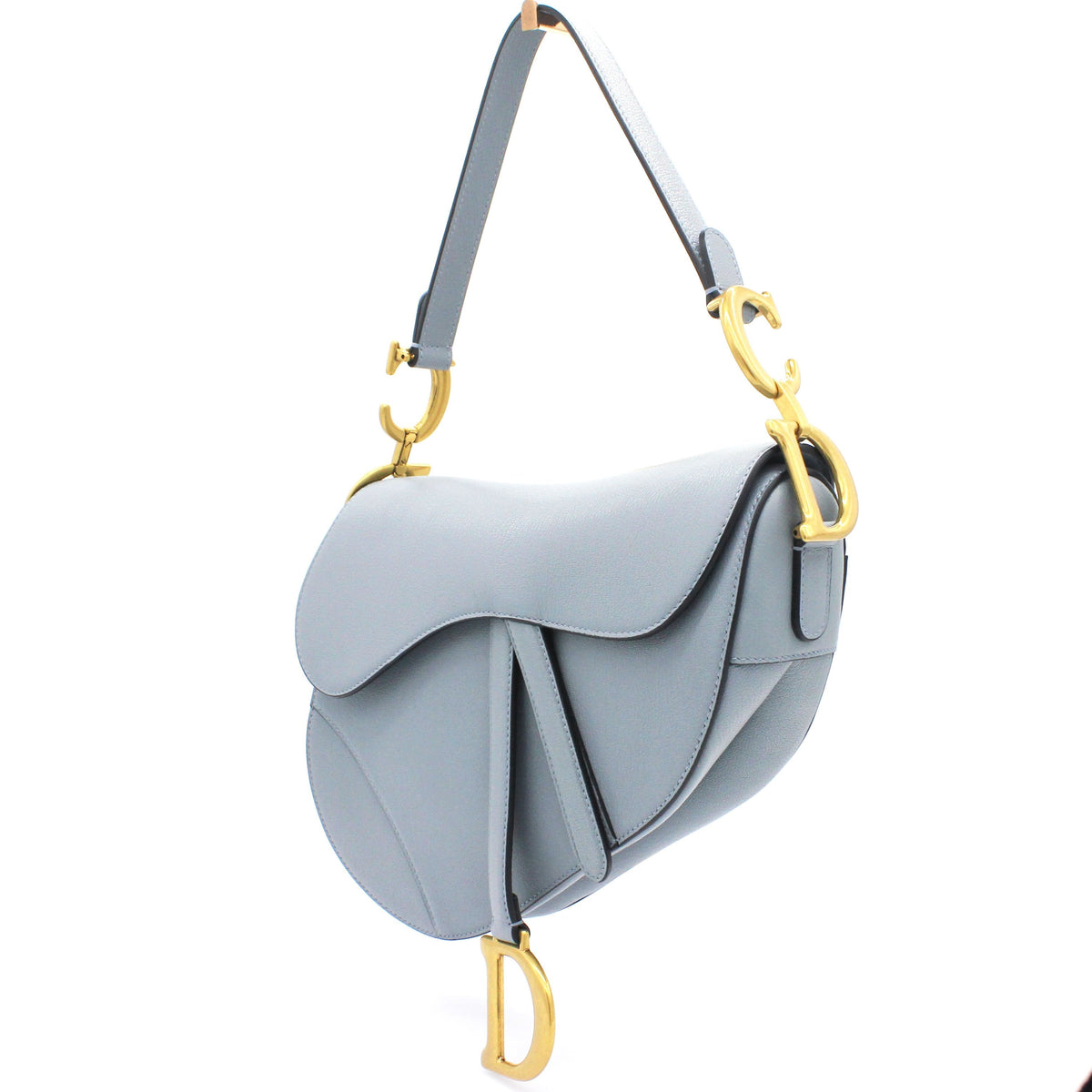 Dior Grained Calfskin Saddle Bag Medium Cloud Blue