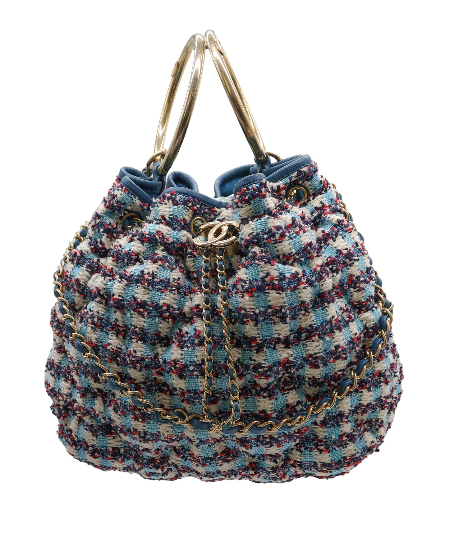Chanel Drawstring Sho Blue Multicolor Tweed C25011654 ASC5894