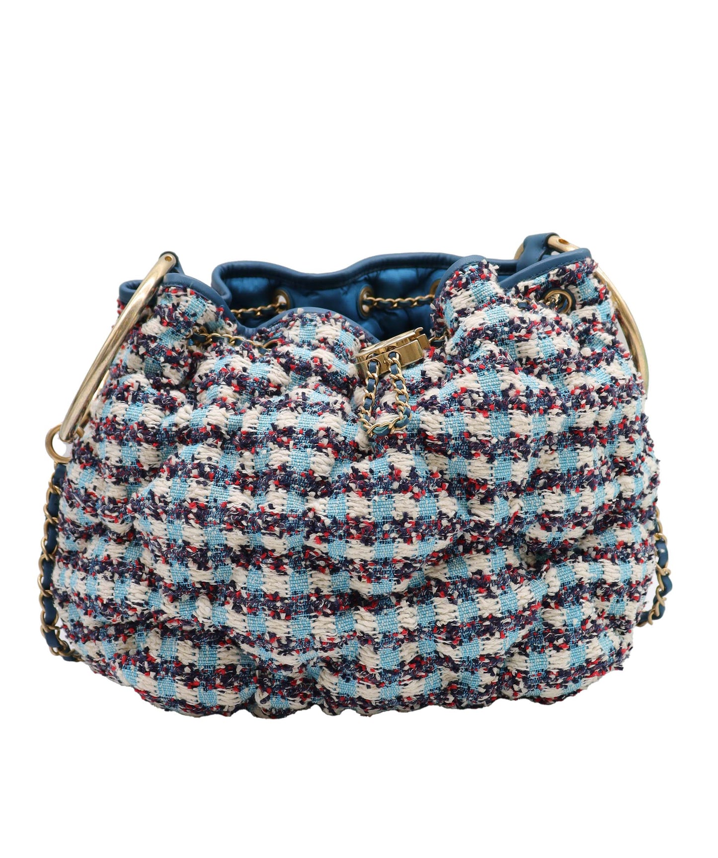 Chanel Drawstring Sho Blue Multicolor Tweed C25011654 ASC5894