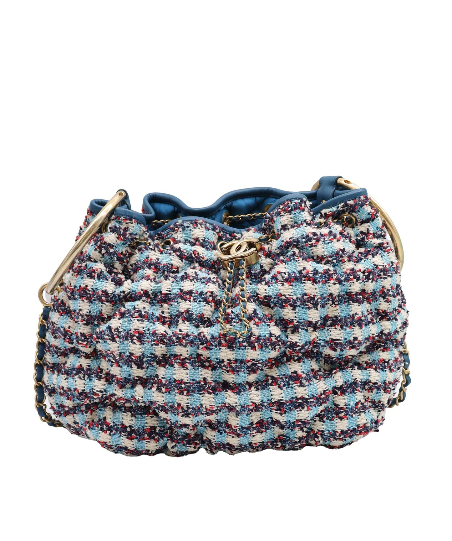 Chanel Drawstring Sho Blue Multicolor Tweed C25011654 ASC5894