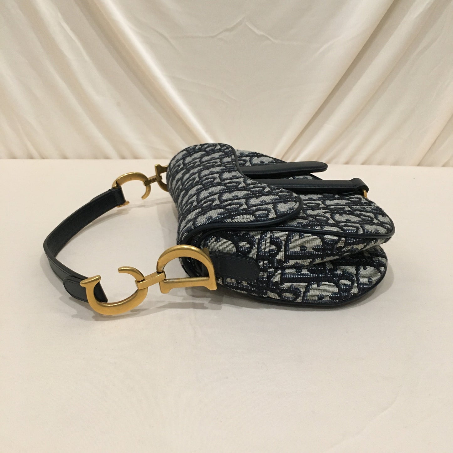 CHRISTIAN DIOR Dior Navy Canvas Saddle Handbag Sku# 73719