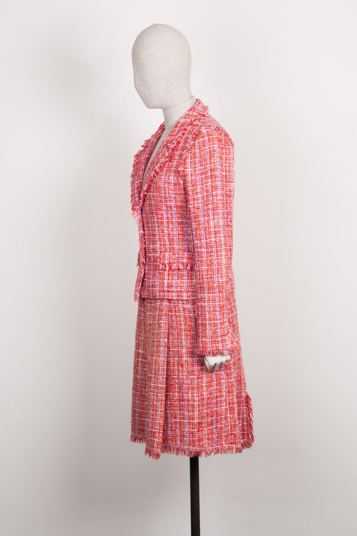 CHANEL Tweed Skirt Red