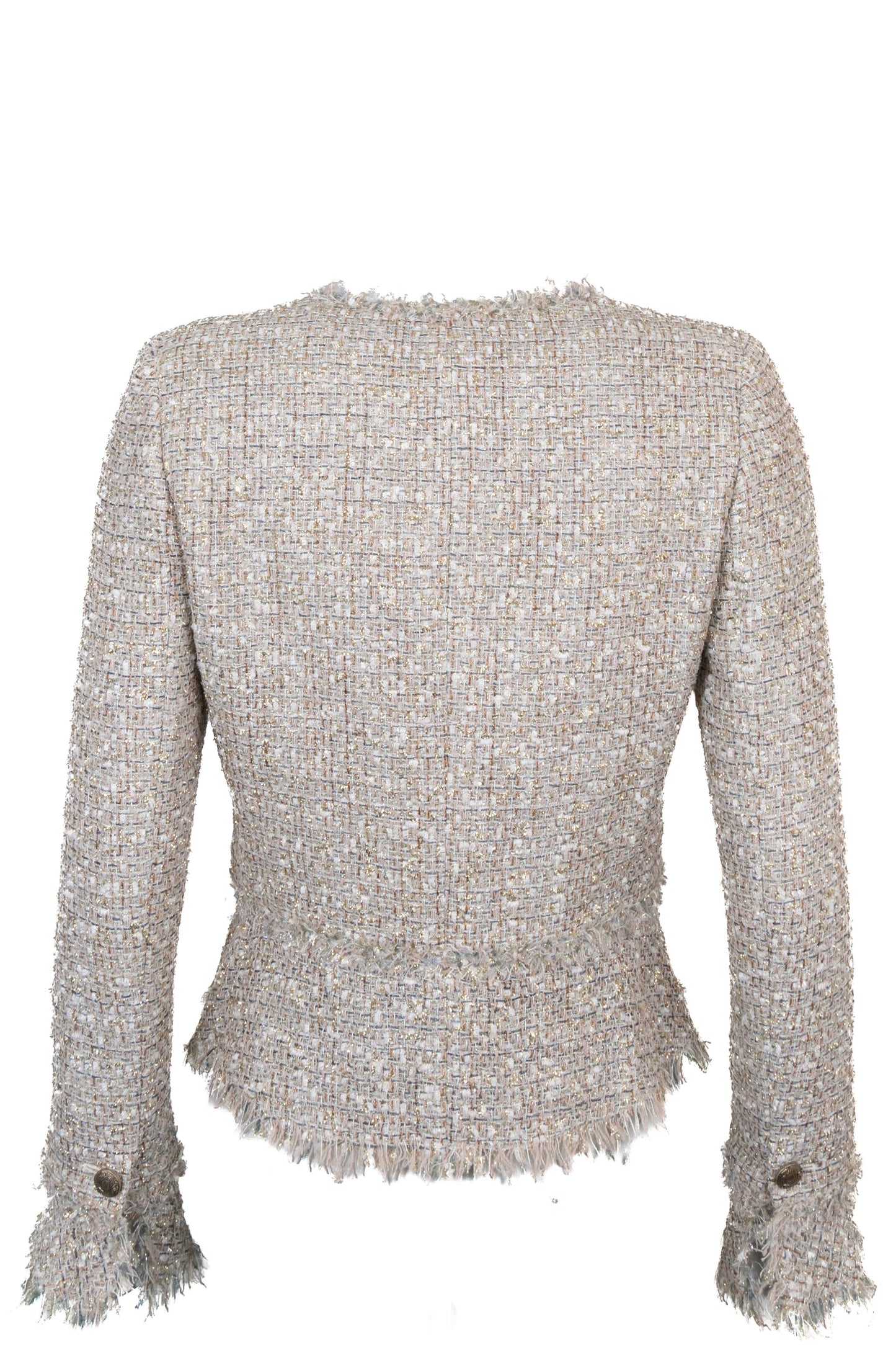 CHANEL 2005 Fringed Tweed Jacket Champagner Gold