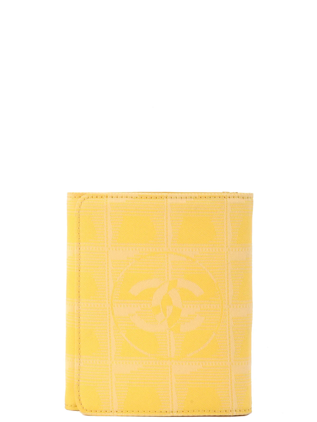 CHANEL Aound 2001 Made New Travel Line Nylon Wallet Yellow