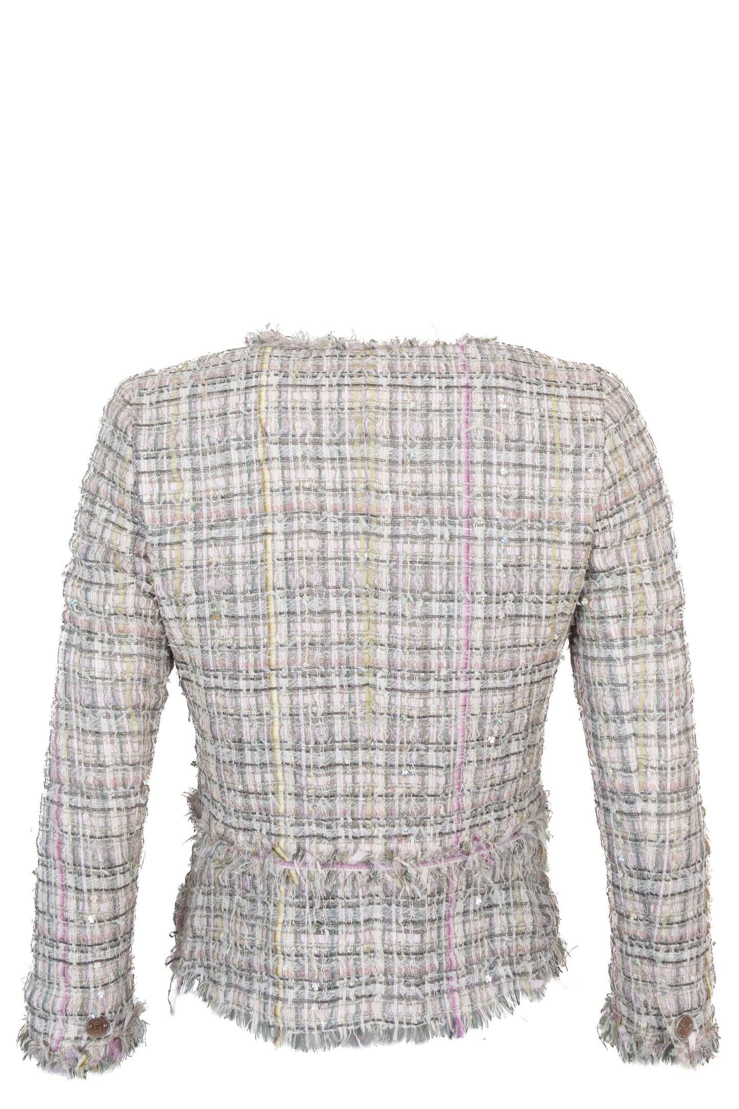 CHANEL 2005 Fantasy Tweed Jacket Grey Pink