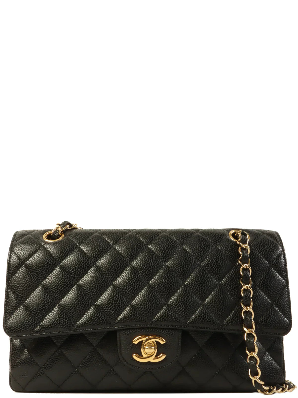 CHANEL Around 2009 Made Caviar Skin Classic Flap Chain Bag 25Cm Black
