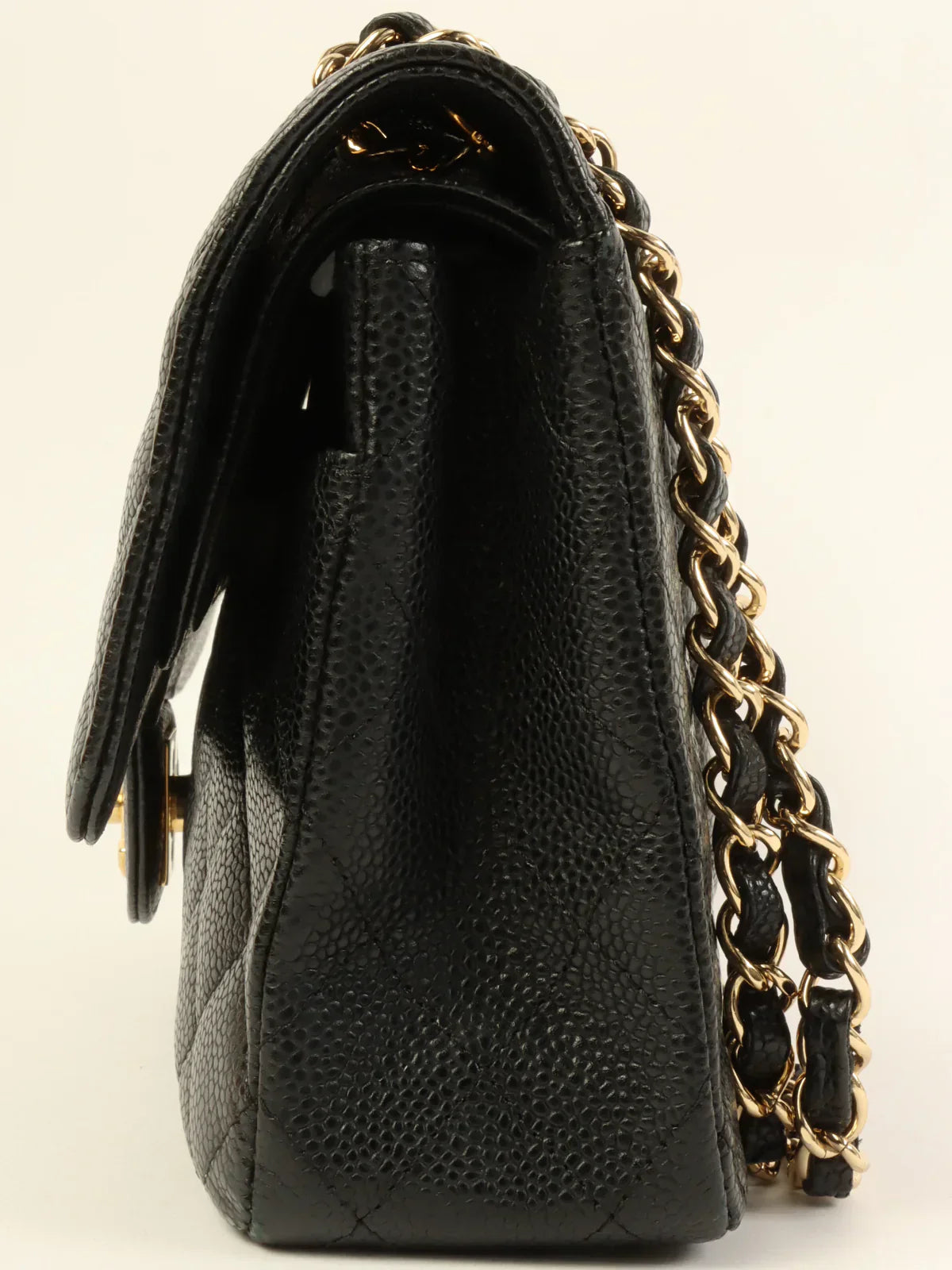 CHANEL Around 2009 Made Caviar Skin Classic Flap Chain Bag 25Cm Black