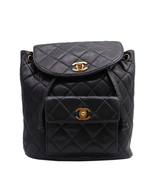 Chanel Vintage Duma Backpack Black Lambskin GHW SKC1996