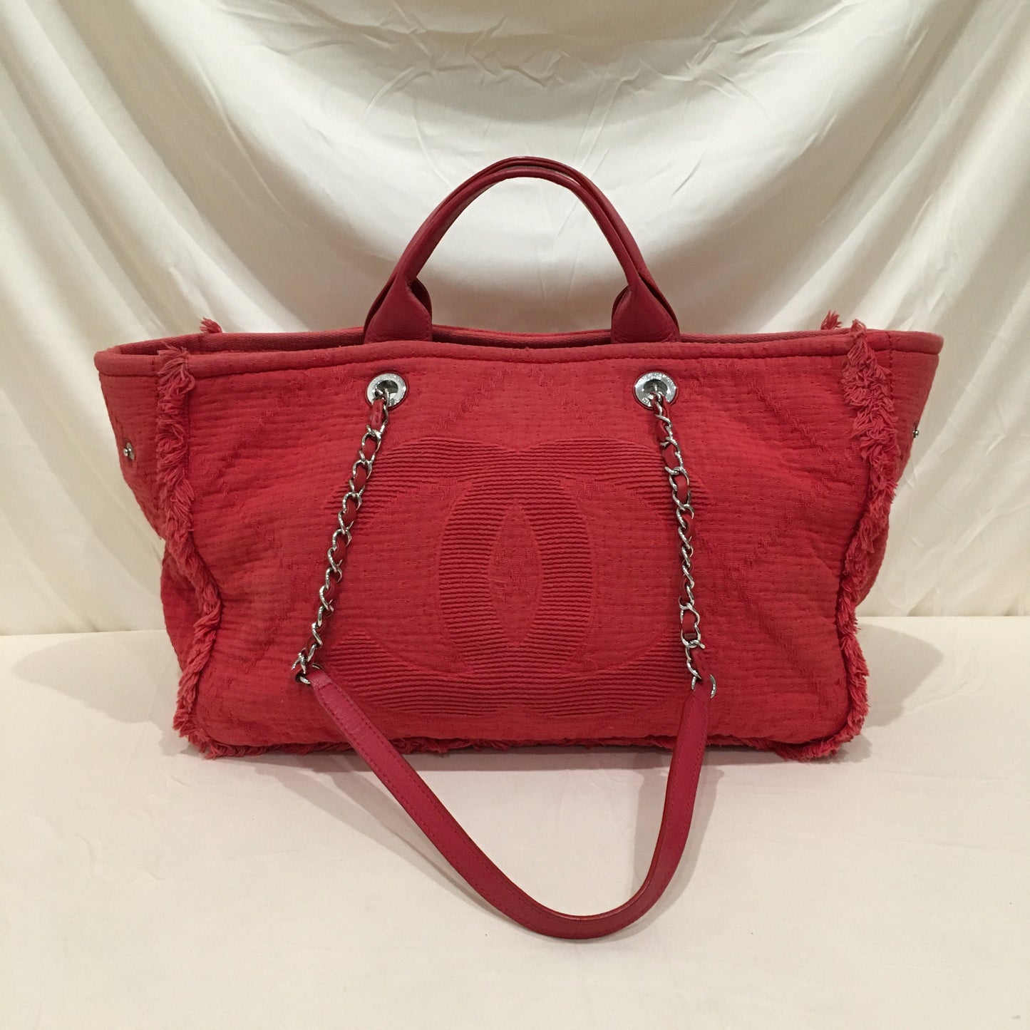 Chanel Red Canvas 2-Ways Tote Sku# 70435