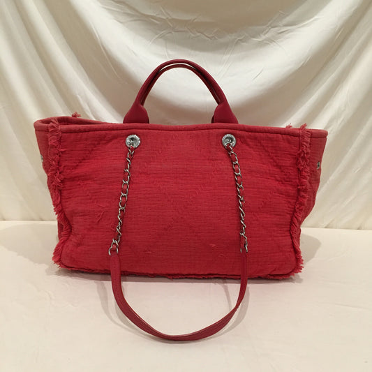 Chanel Red Canvas 2-Ways Tote Sku# 70435