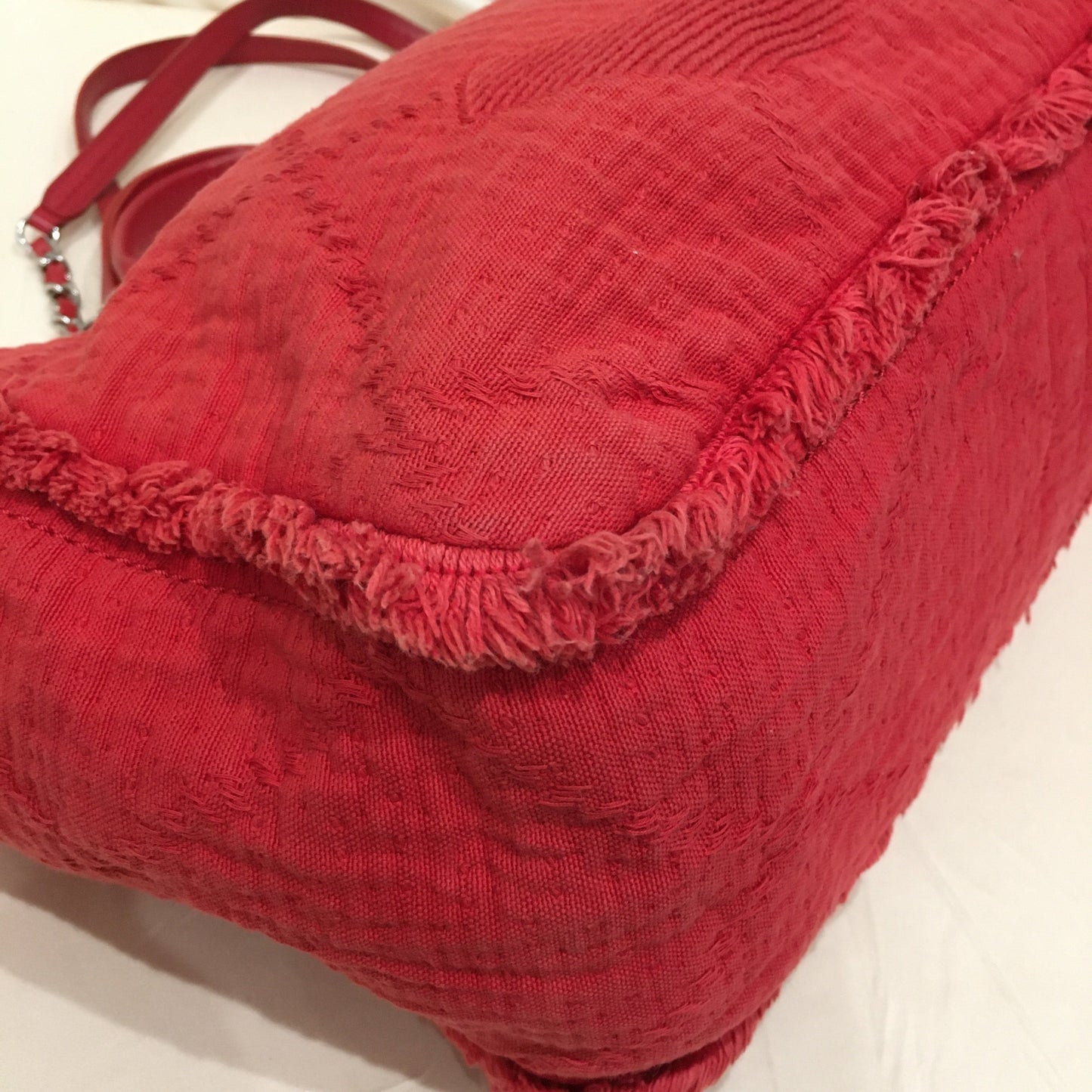 Chanel Red Canvas 2-Ways Tote Sku# 70435