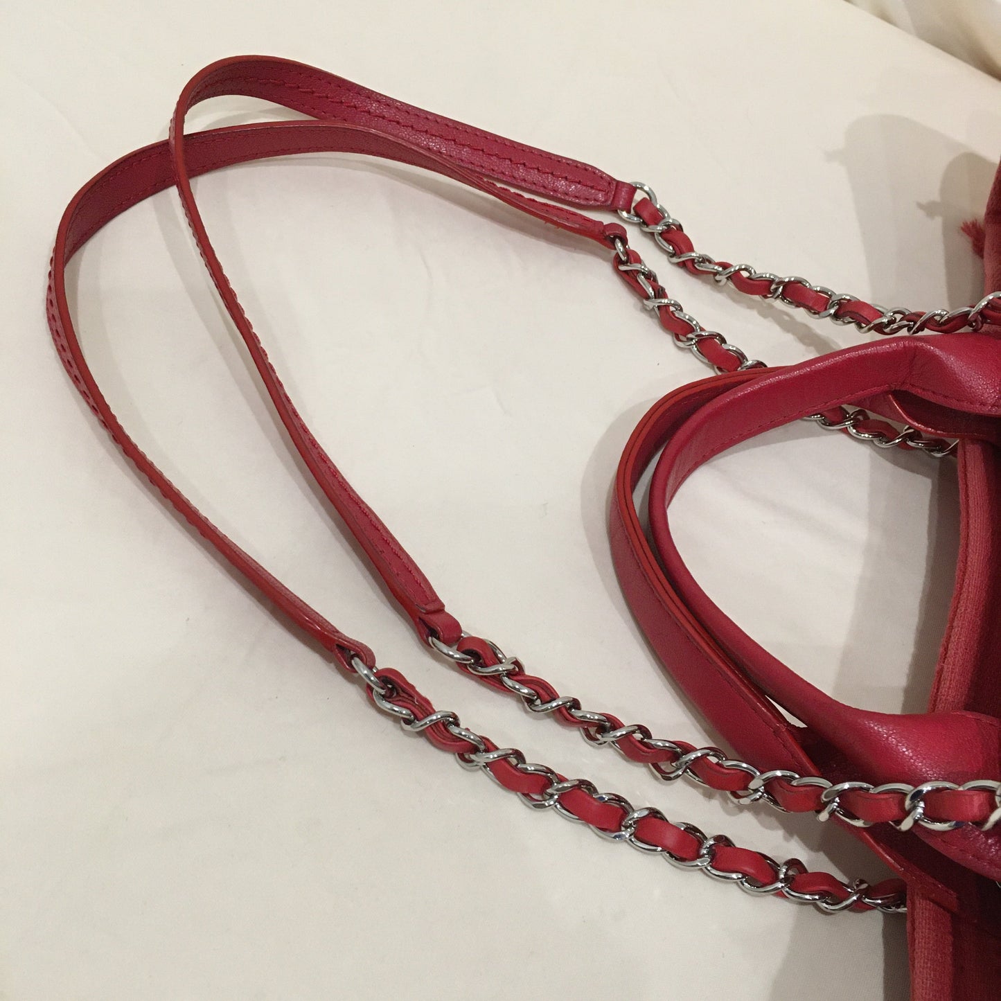 Chanel Red Canvas 2-Ways Tote Sku# 70435