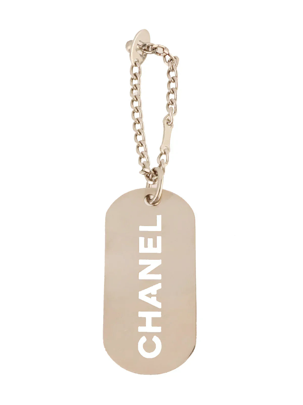 CHANEL 2007 Made Logo Plate Charm Silver