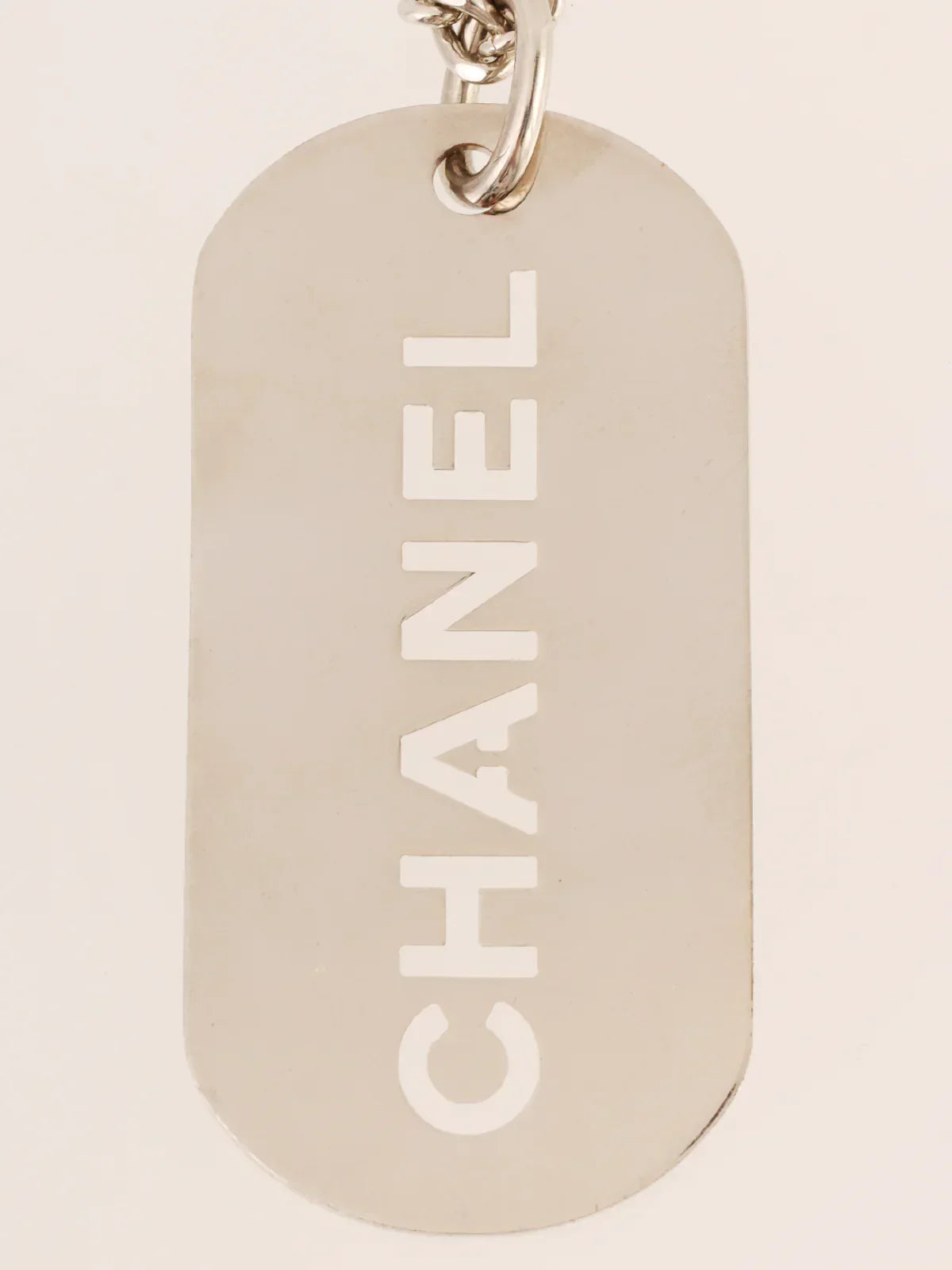 CHANEL 2007 Made Logo Plate Charm Silver