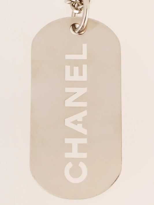 CHANEL 2007 Made Logo Plate Charm Silver