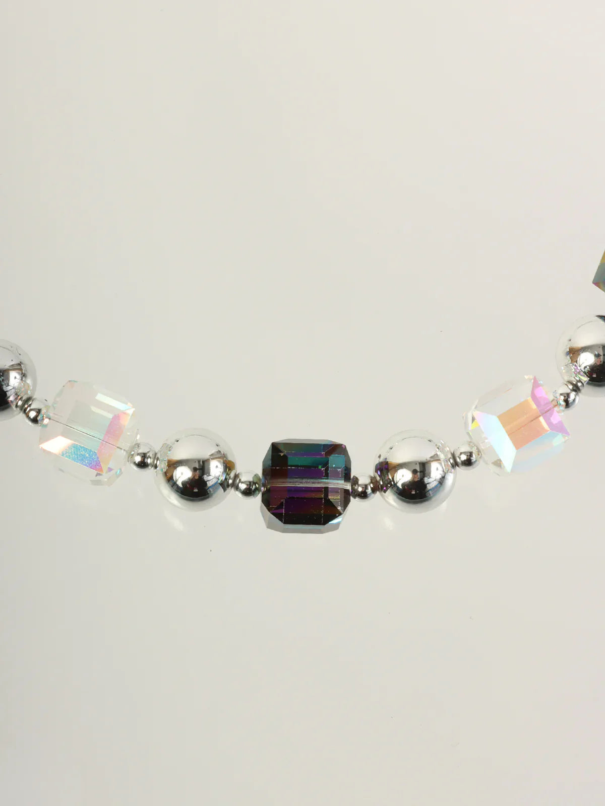 DIOR Aurora Bijoux Logo Charm Necklace Silver/Clear/Purple