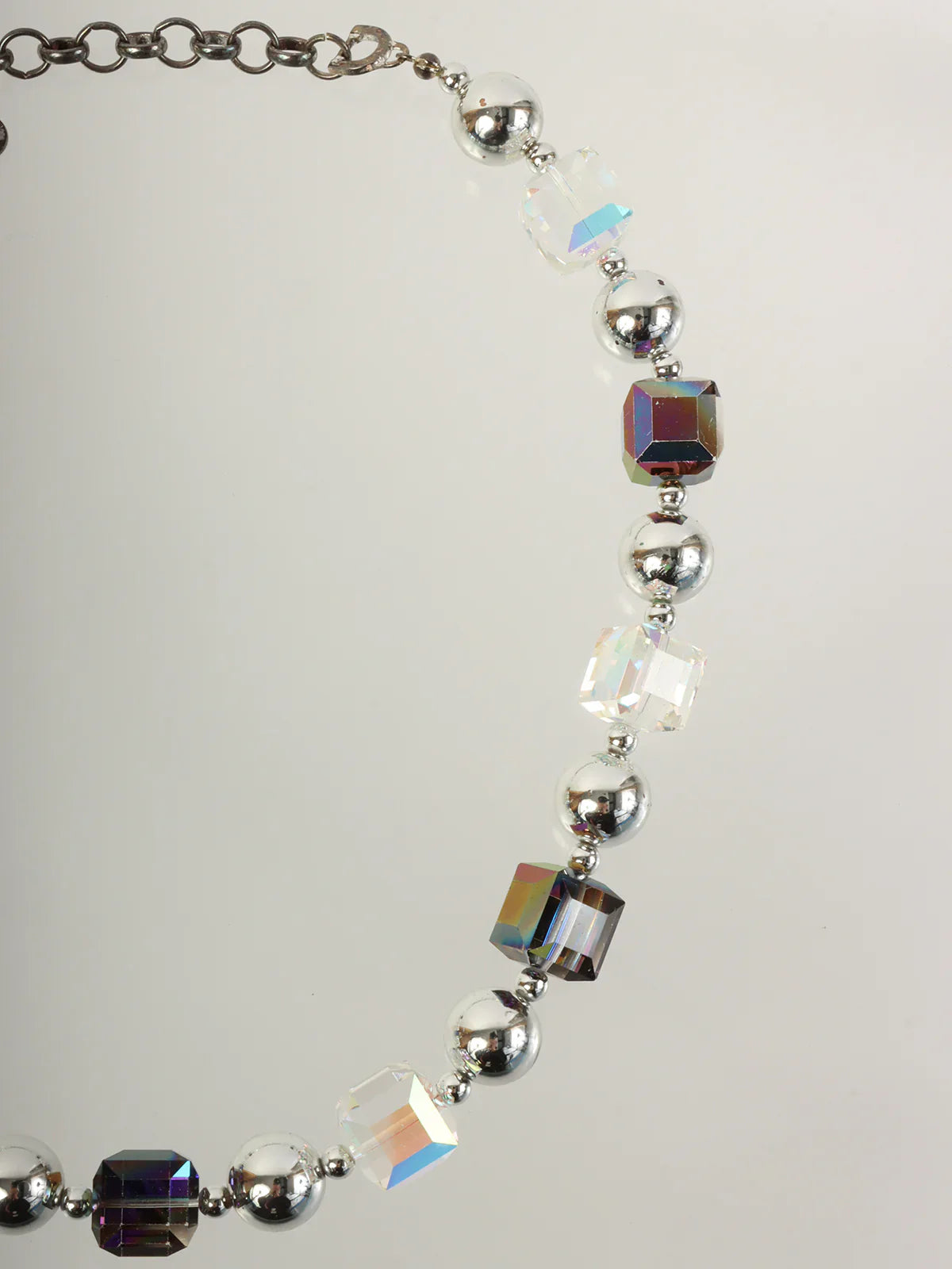 DIOR Aurora Bijoux Logo Charm Necklace Silver/Clear/Purple