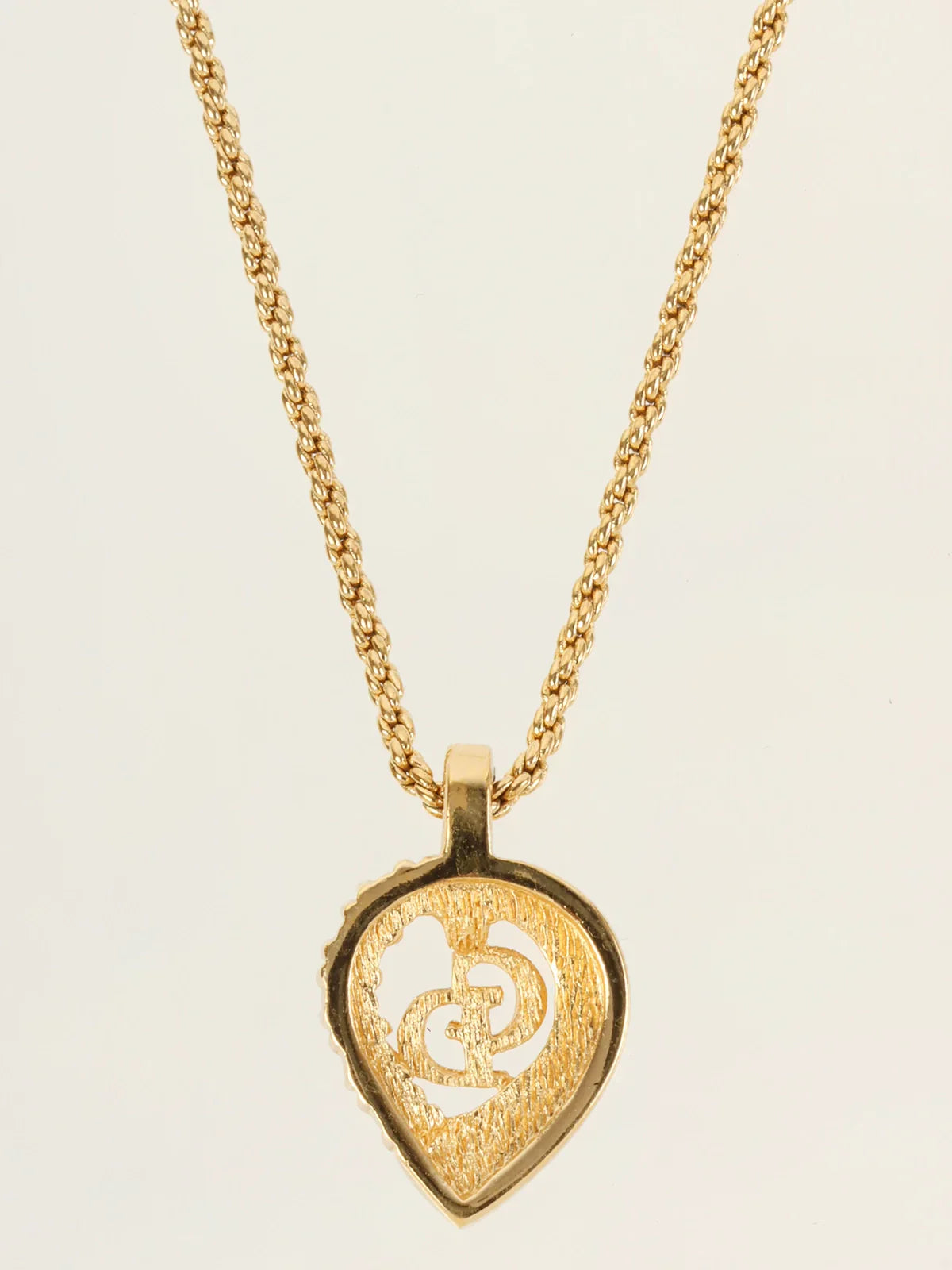 DIOR Rhinestone Logo Cutout Necklace Gold