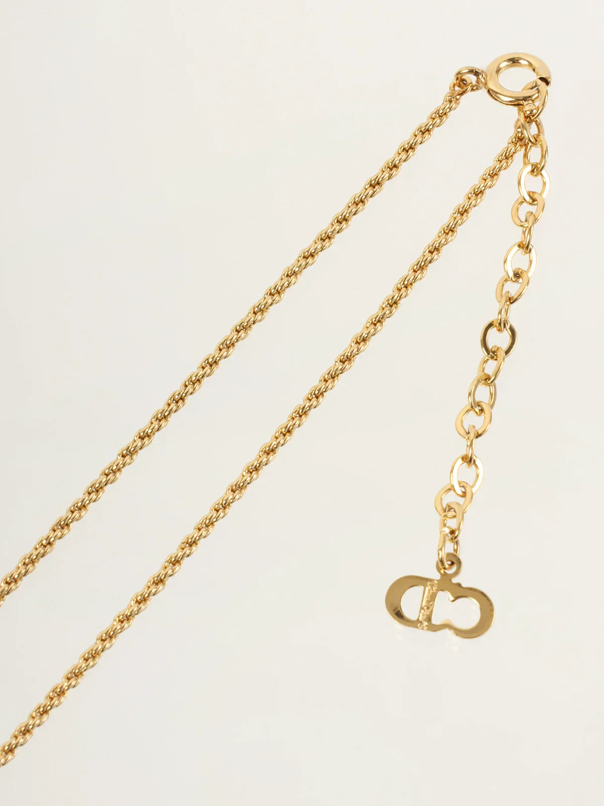 DIOR Rhinestone Logo Cutout Necklace Gold