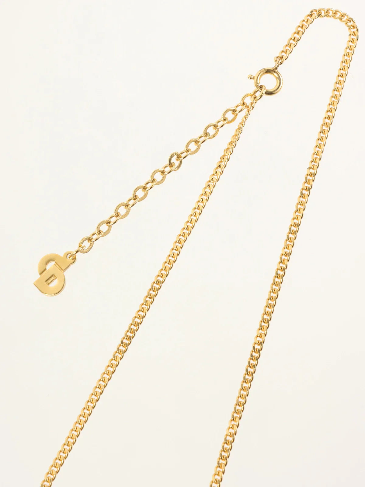 DIOR Diamond Rhinestone Logo Cutout Necklace Gold