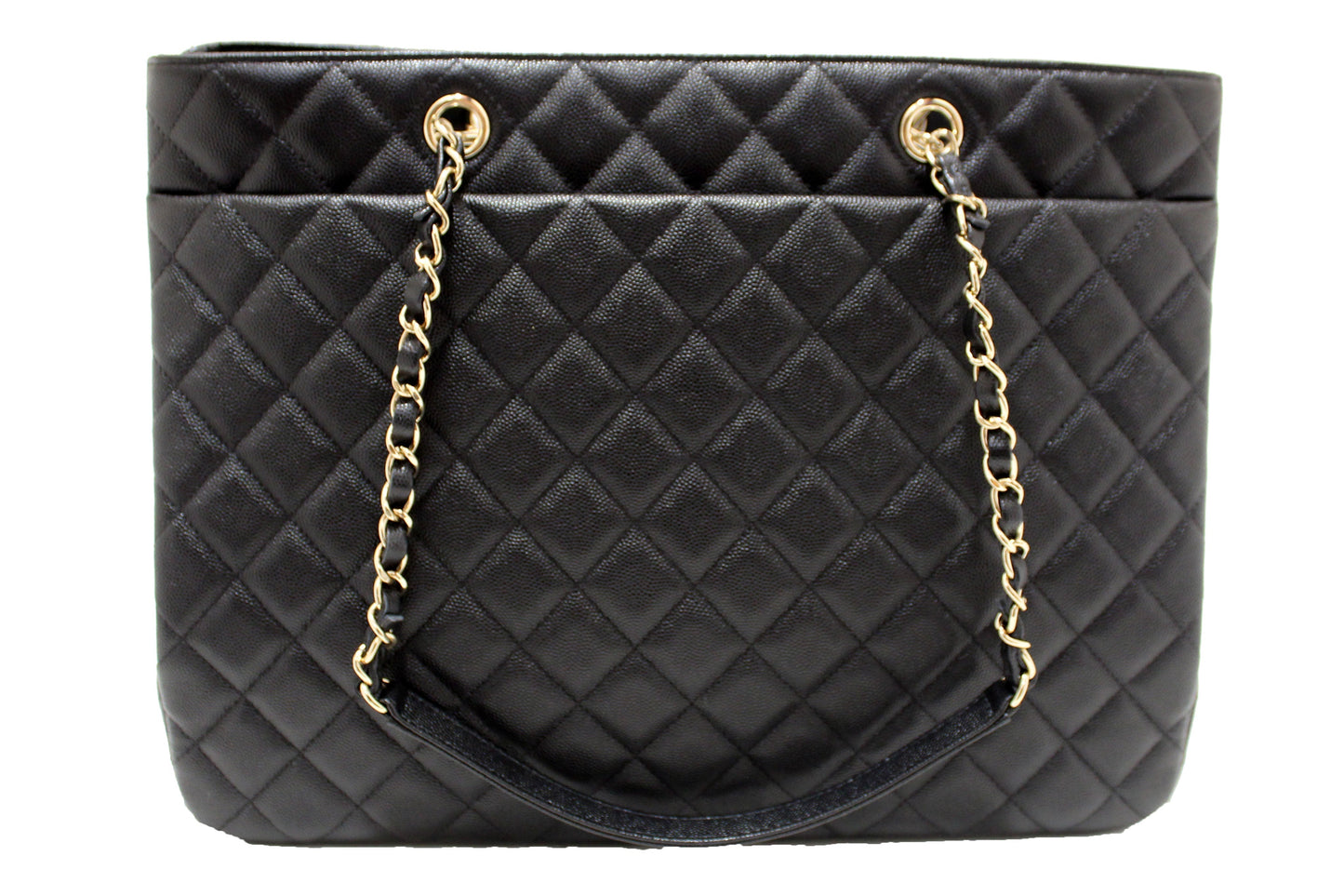 Chanel Black Quilted Caviar Leather Large Shopping Tote Bag