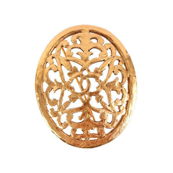 Chanel 1991 Made Oval Cutout Cc Mark Design Brooch