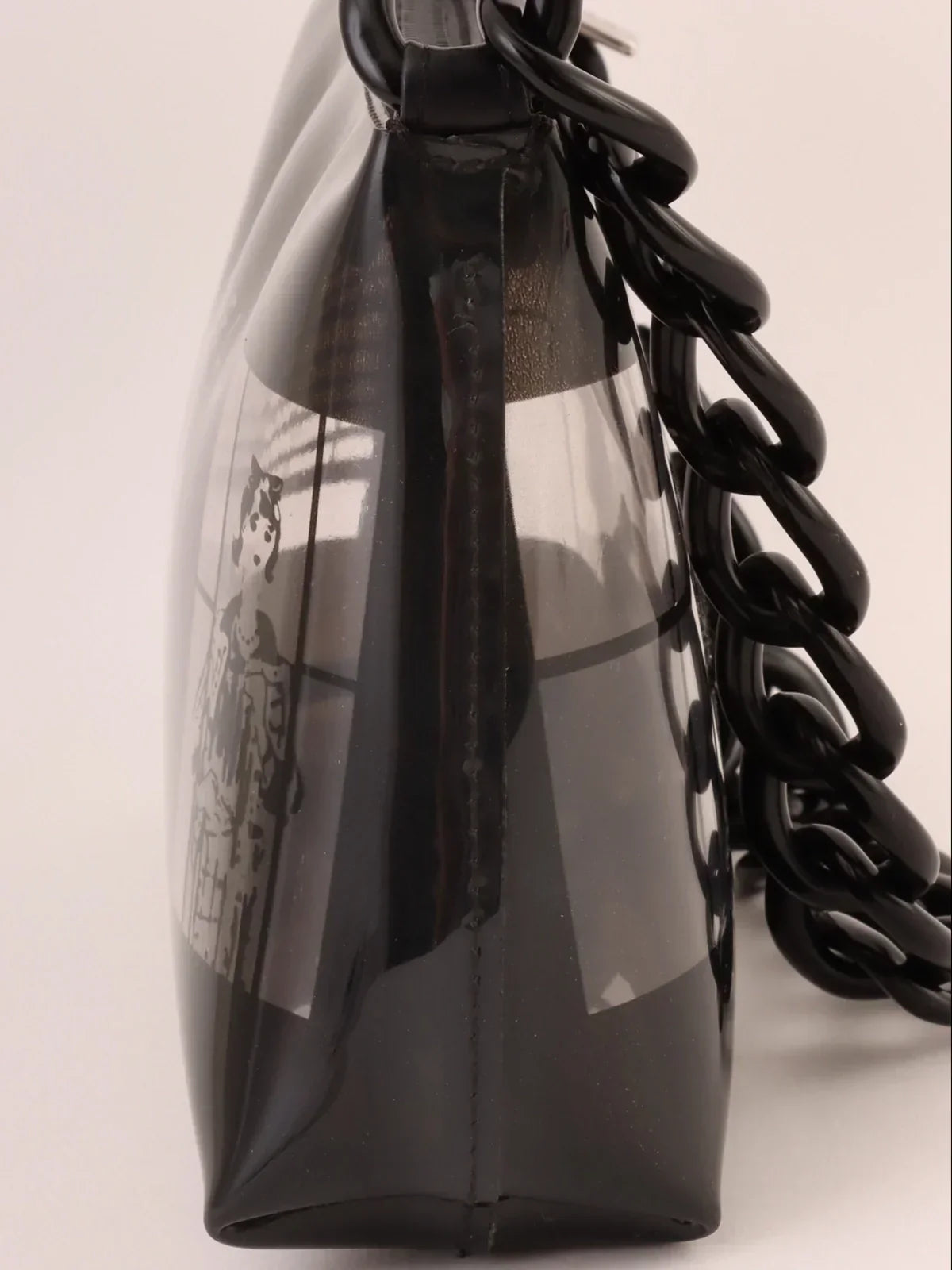 CHANEL Around 2003 Made Windows Line Chain Bag Black