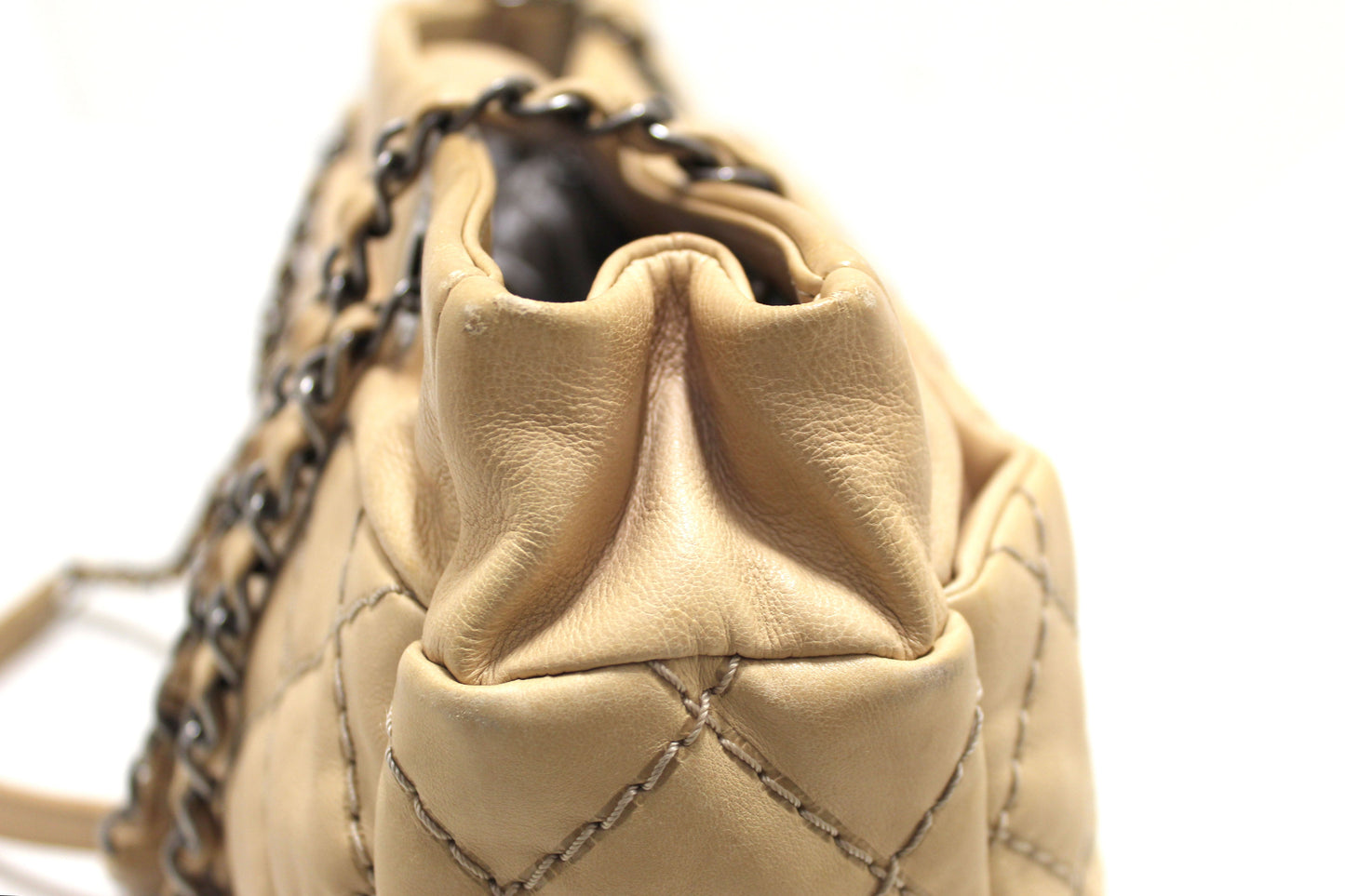 Chanel 31 Rue Cambon Paris Beige Stitched Quilted Lambskin Leather Tote Shoulder Bag