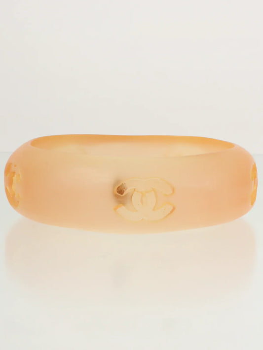 CHANEL 1996 Made Cc Mark Bangle Clear/Orange