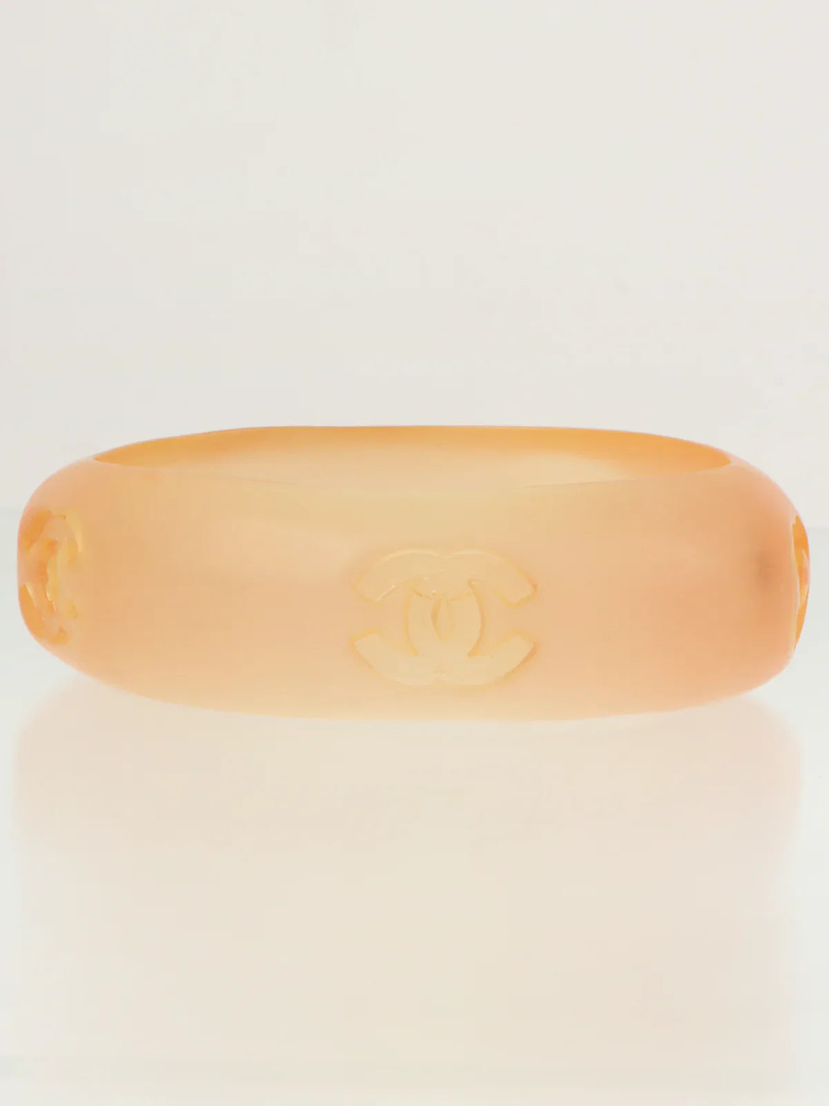 CHANEL 1996 Made Cc Mark Bangle Clear/Orange