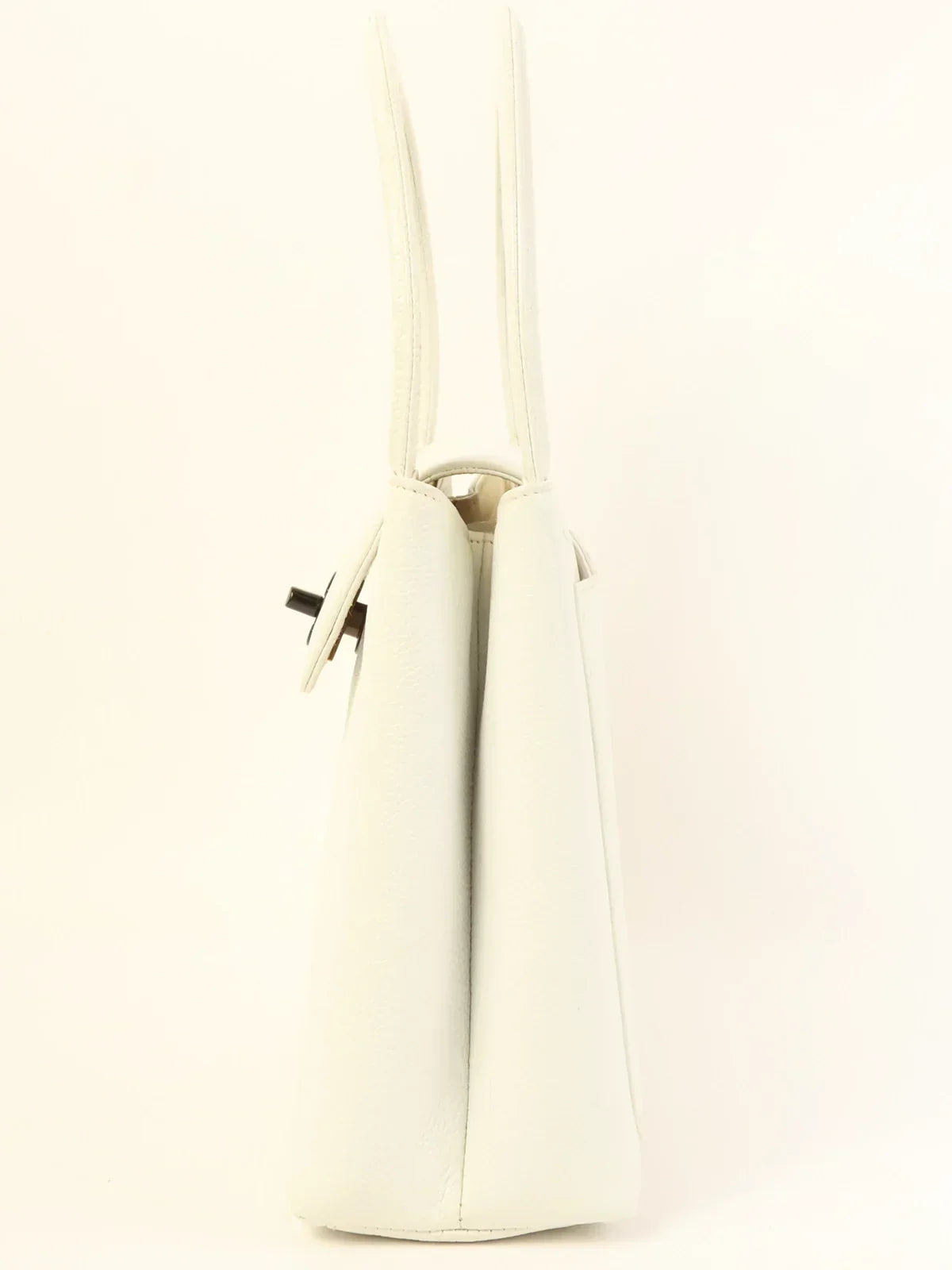 CHANEL Around 1998 Made Caviar Skin Turn-Lock Top Handle Bag White