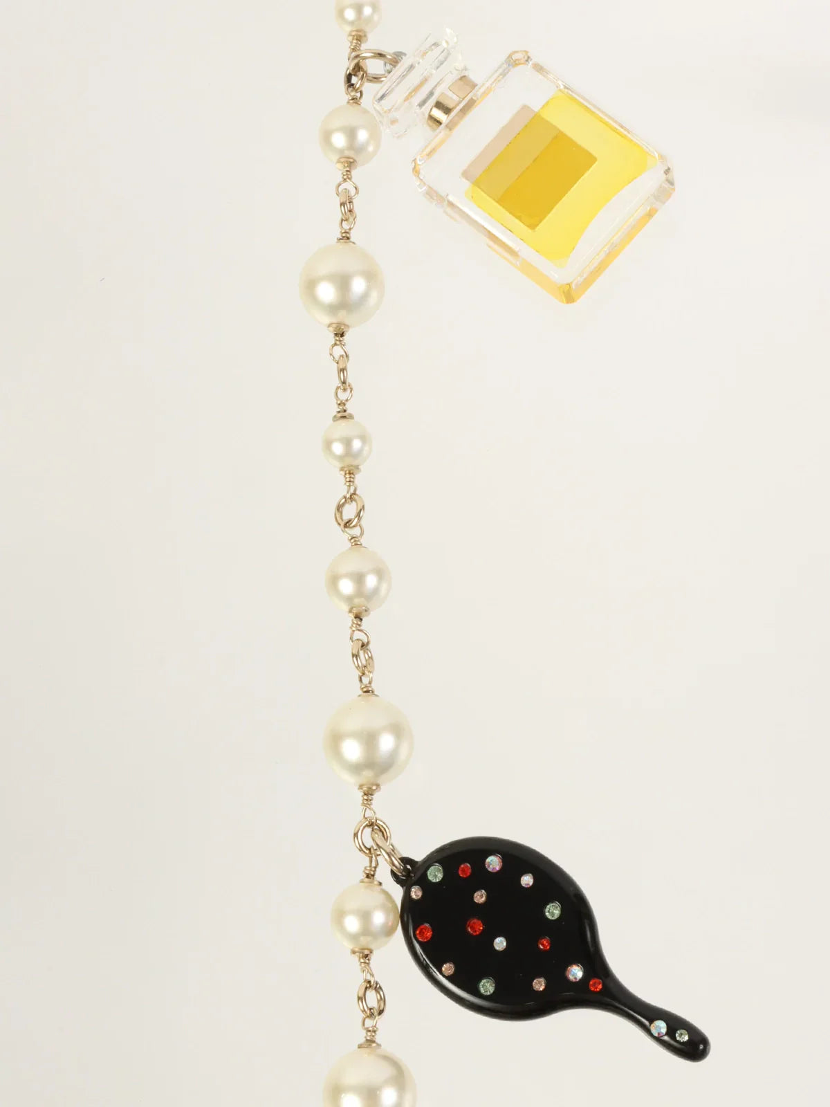 CHANEL Rouge Charm Pearl Long Necklace Gold/White/Multi